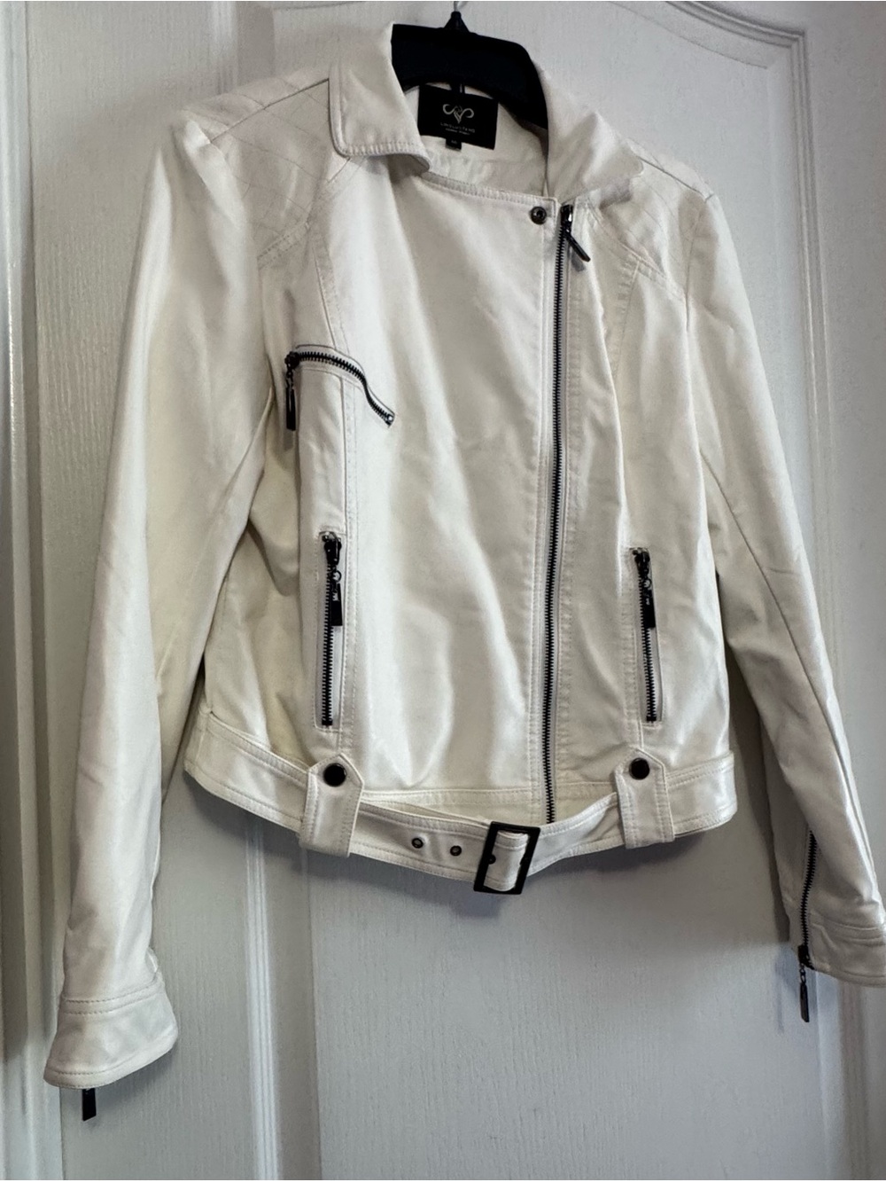 Women's White Moto Jacket - Casual Biker Style
